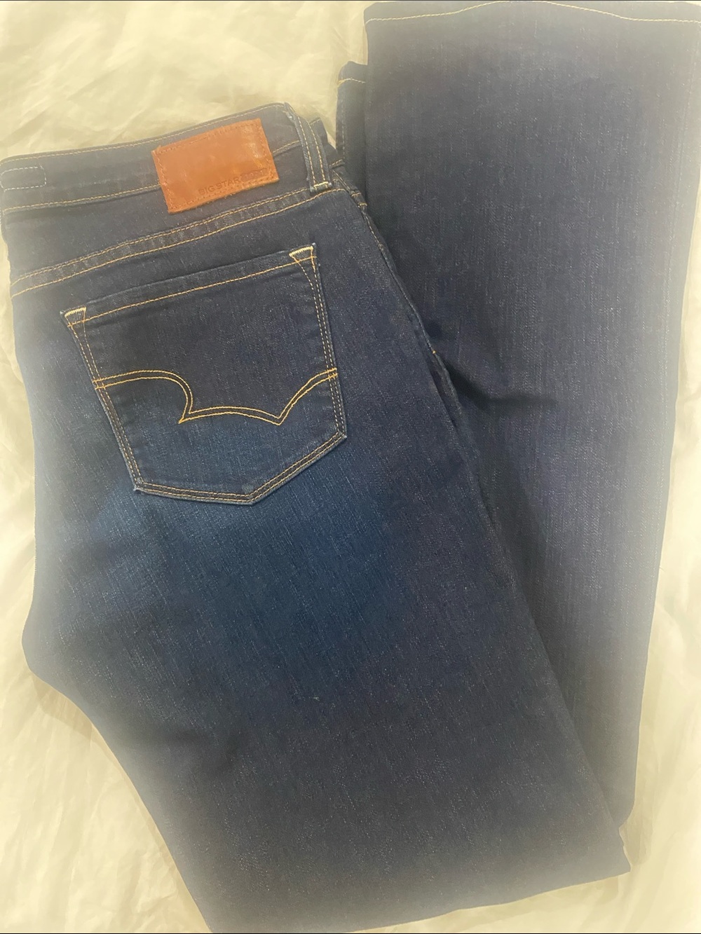 Big Star Slim Straight Dark Blue Jeans with Contrast Stitching